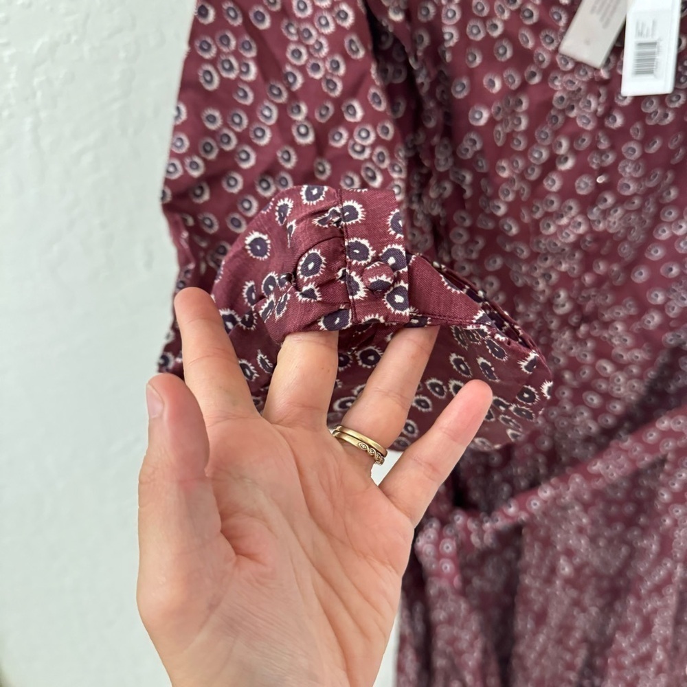 Outerknown Stardust midi dress plum laurel Cotton Silk L - Picture 8 of 10